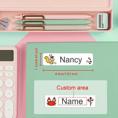 Customize Name Tag Sticker Waterproof Labels Animal Design