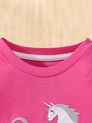 Cotton Rainbow Unicorn Long Sleeve T-shirt for Girls