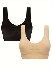 2pcs Wirefree Sports Bra Yoga Crop Top Women's Activewear