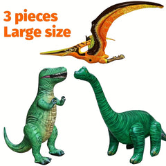 3pcs Inflatable Dinosaur Set: Pterosaur, Brachiosaurus, Tyrannosaurus Rex