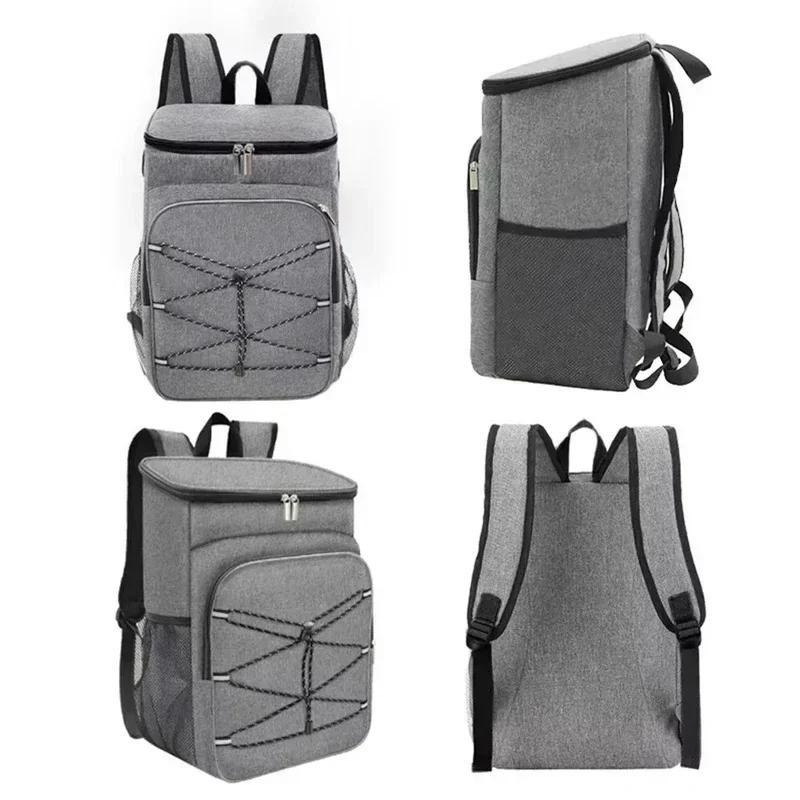 20L Insulated Lunch Backpack Thermal Food Carrier Multiple Compartments Grey Nav