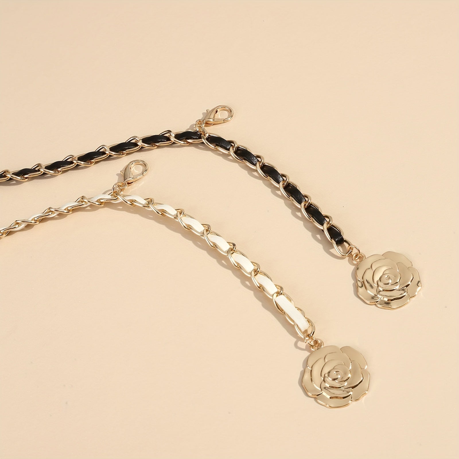 Camellia Flower Waist Chain Metal Waistband for Women