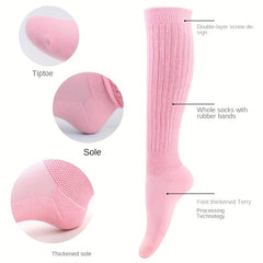 Thermal Knee High Socks Knit Style Solid Calf Socks Women's Stockings