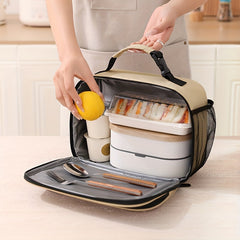 Portable Insulated Lunch Bag Polyester Handbag Organizer Thermal Cooler