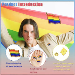 2pcs LGBT Pride Rainbow Flag Brooches Pins for Backpacks