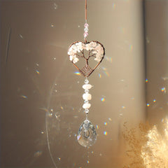 Rainbow Crystal Tree Of Life Suncatcher Heart Shape Chakra Stones