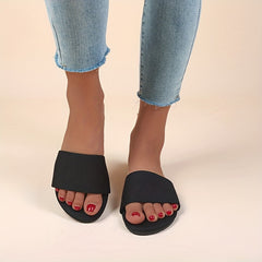Women's Solid Slides Casual Slip On Flat Beach Shoes Lightweight