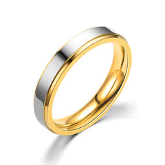 High-End Double Step Mirrored Golden SS Ring for Couples