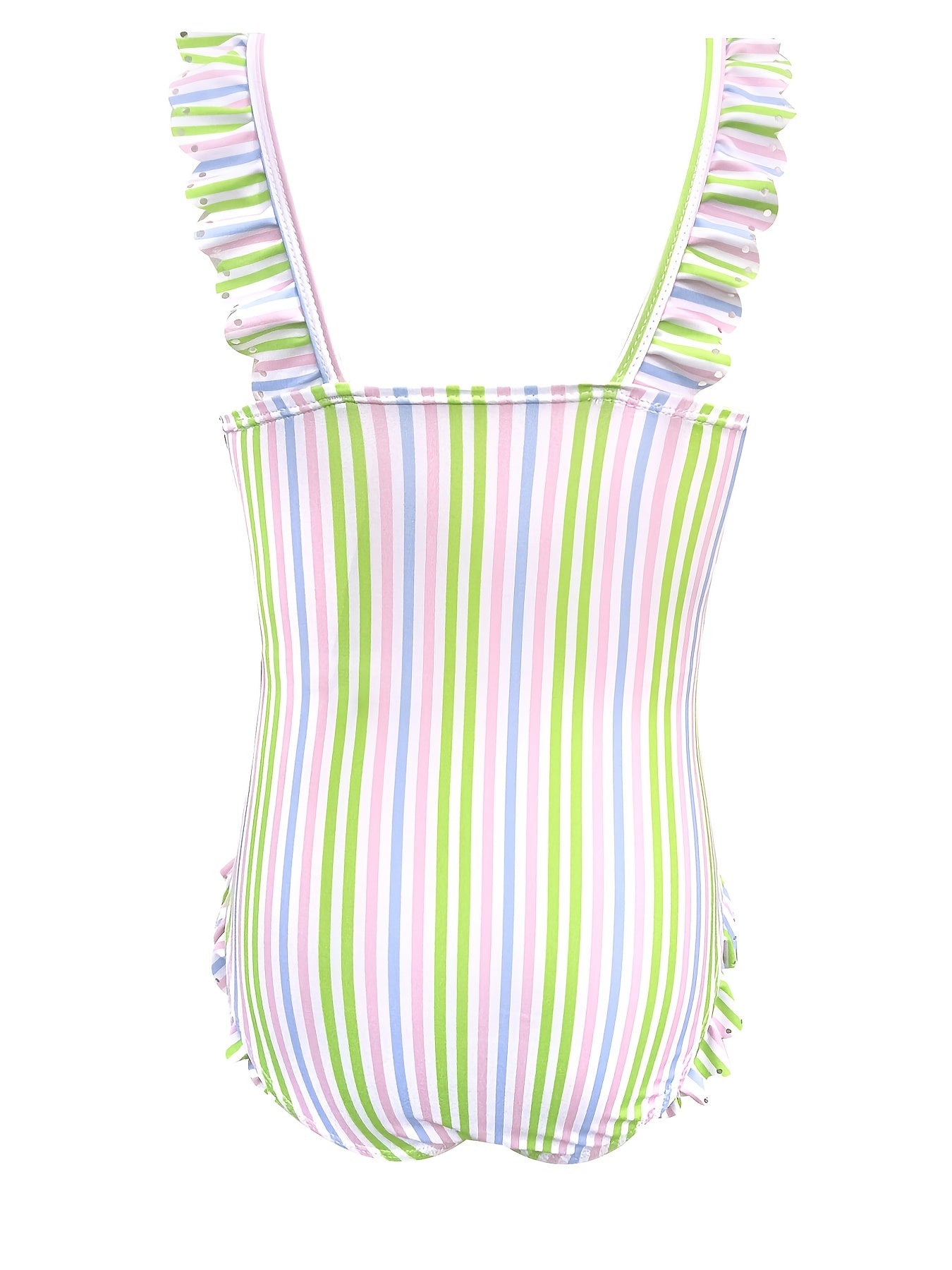 Toddler Rainbow Striped Ruffle One Piece Swimsuit