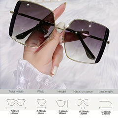 Oversized Square Sunglasses Gradient Metal Sun Glasses UV400
