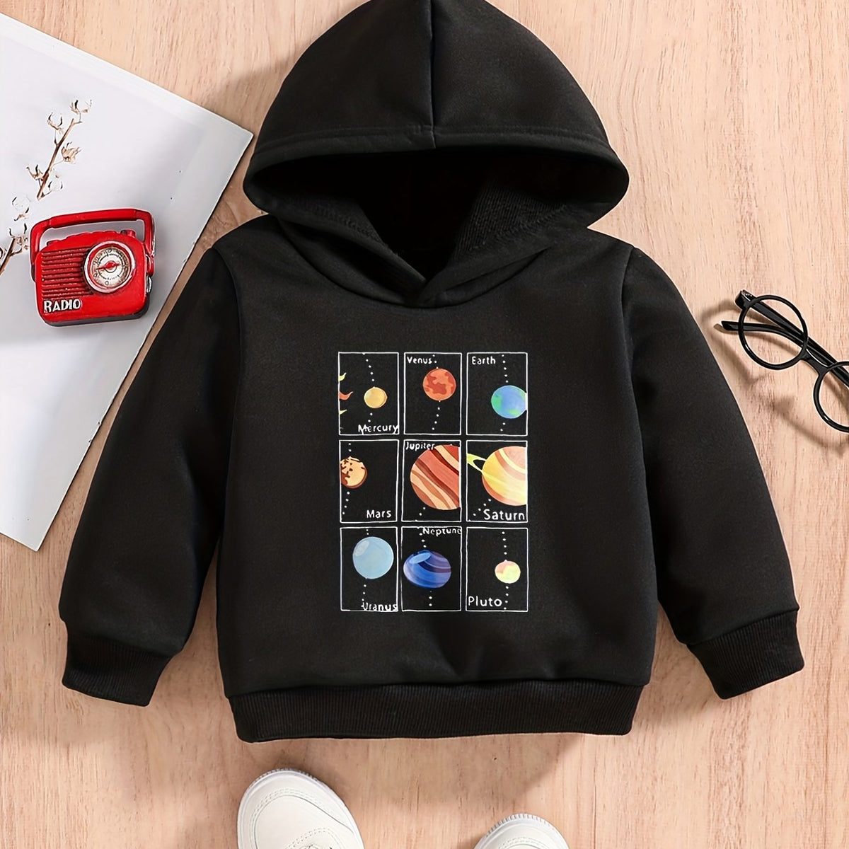 Cartoon Planet & Monster Truck Baby Boys Hooded Sweatshirt