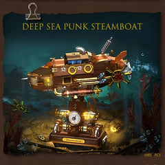 1003pcs Retro Punk Steamship Building Blocks Toys Submarine Model
