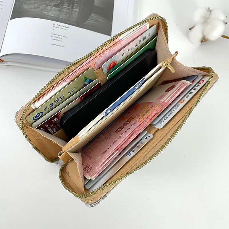 Women's PU Embroidered Floral Long Wallet