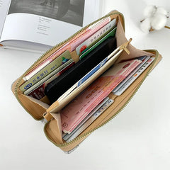 Women's PU Embroidered Floral Long Wallet