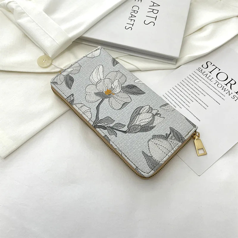 Women's PU Embroidered Floral Long Wallet