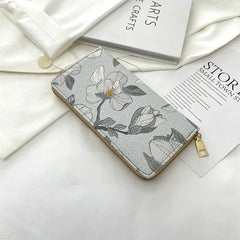 Women's PU Embroidered Floral Long Wallet