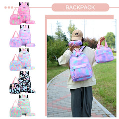 3pcs/set Women Nylon Backpack Large Capacity School Knapsack Gradient Gift