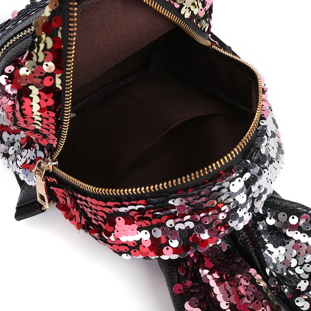Glitter Backpack Kids Girls Boys Rabbit Ears Sequin Backpacks Knapsack