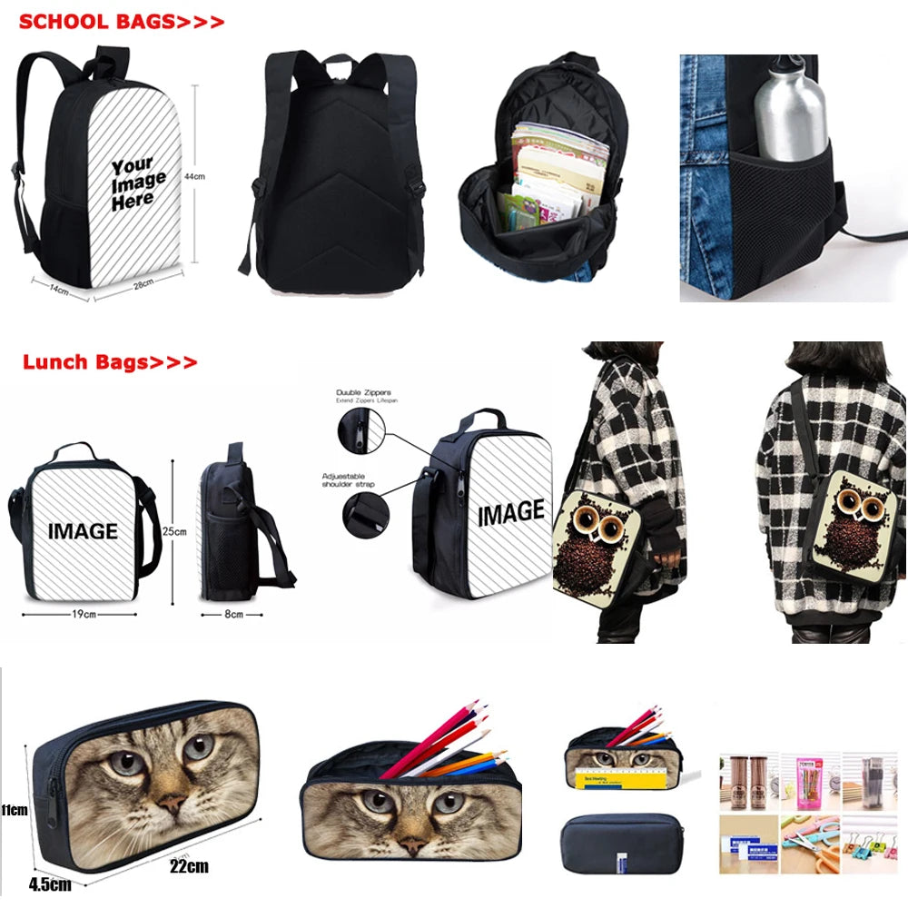 3pcs Dog 3D Printing School Bags for Kids