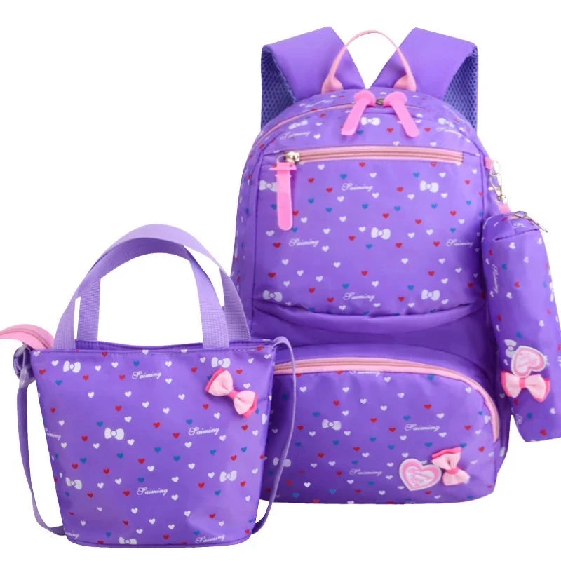 Dot Print Waterproof School Bags Set for Girls