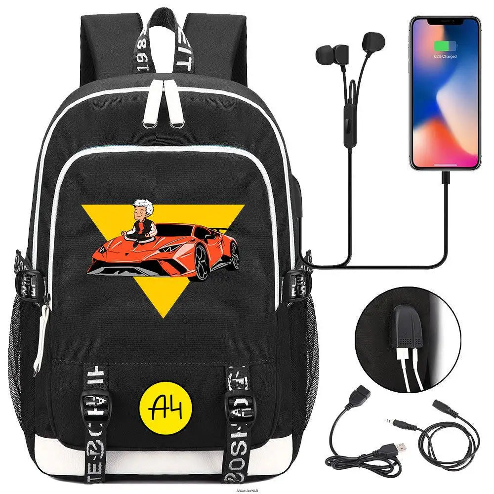Anime USB Charging School Backpack Teenager Travel Bag