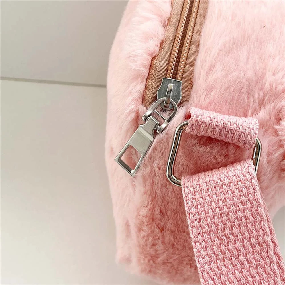 4 Colors Cat Small Shoulder Bags Cartoon Soft Plush Little Girl Messenger Bag