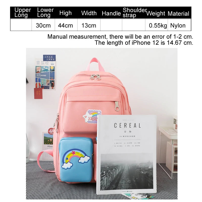 Rainbow Printing School Bags for Teen Girl Set