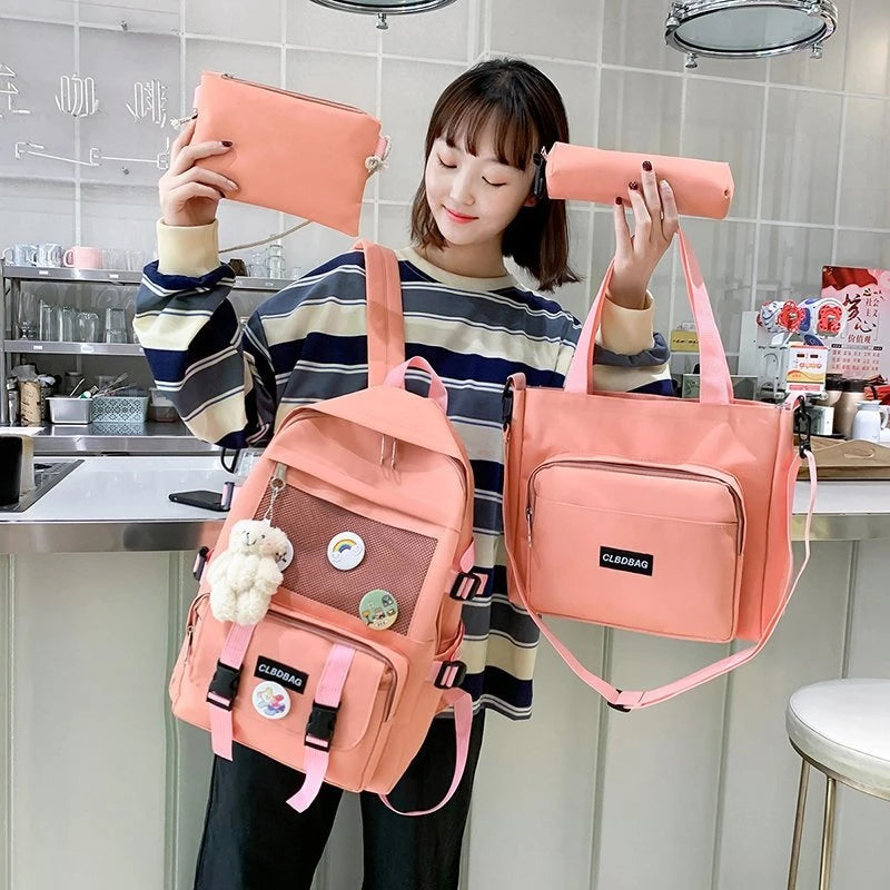 Canvas Student School Bag Multi-pocket Laptop Backpack
