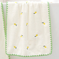 Peach Lemon Bath Towel Set Thick Absorbent No Hair Shedding
