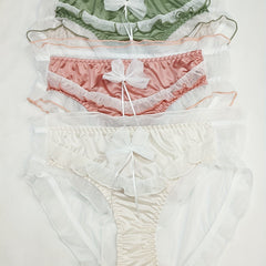 3pcs Mesh Stitching Bow Briefs Comfy & Breathable Underwear