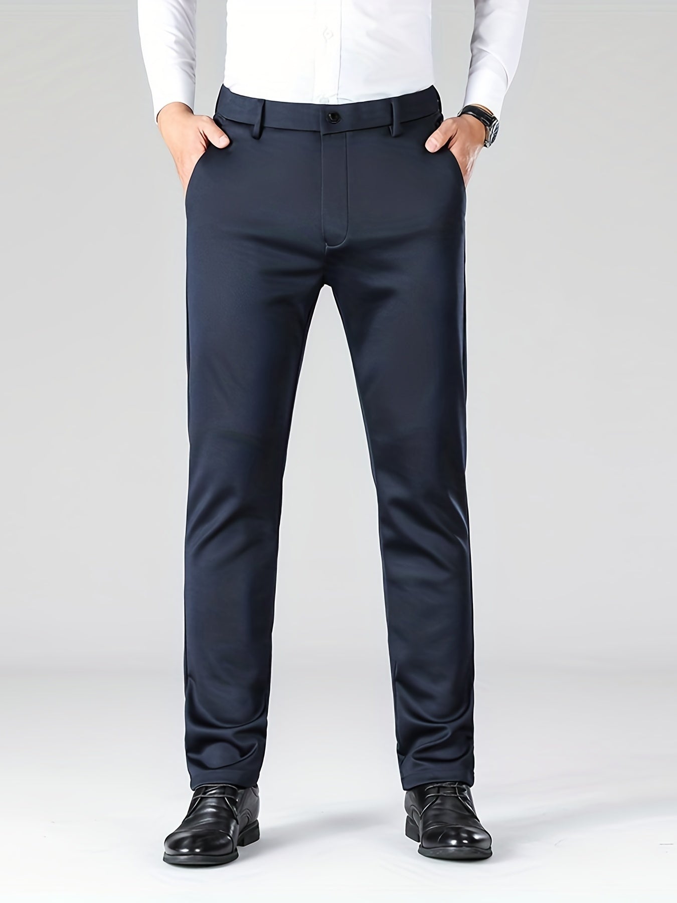 Men's Stretch Business Pants Straight Leg Wrinkle-resistant Trousers