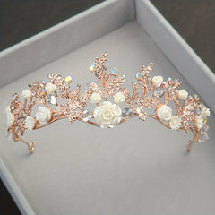 Crystal Floral Headband Princess Crown Hair Accessories for Women