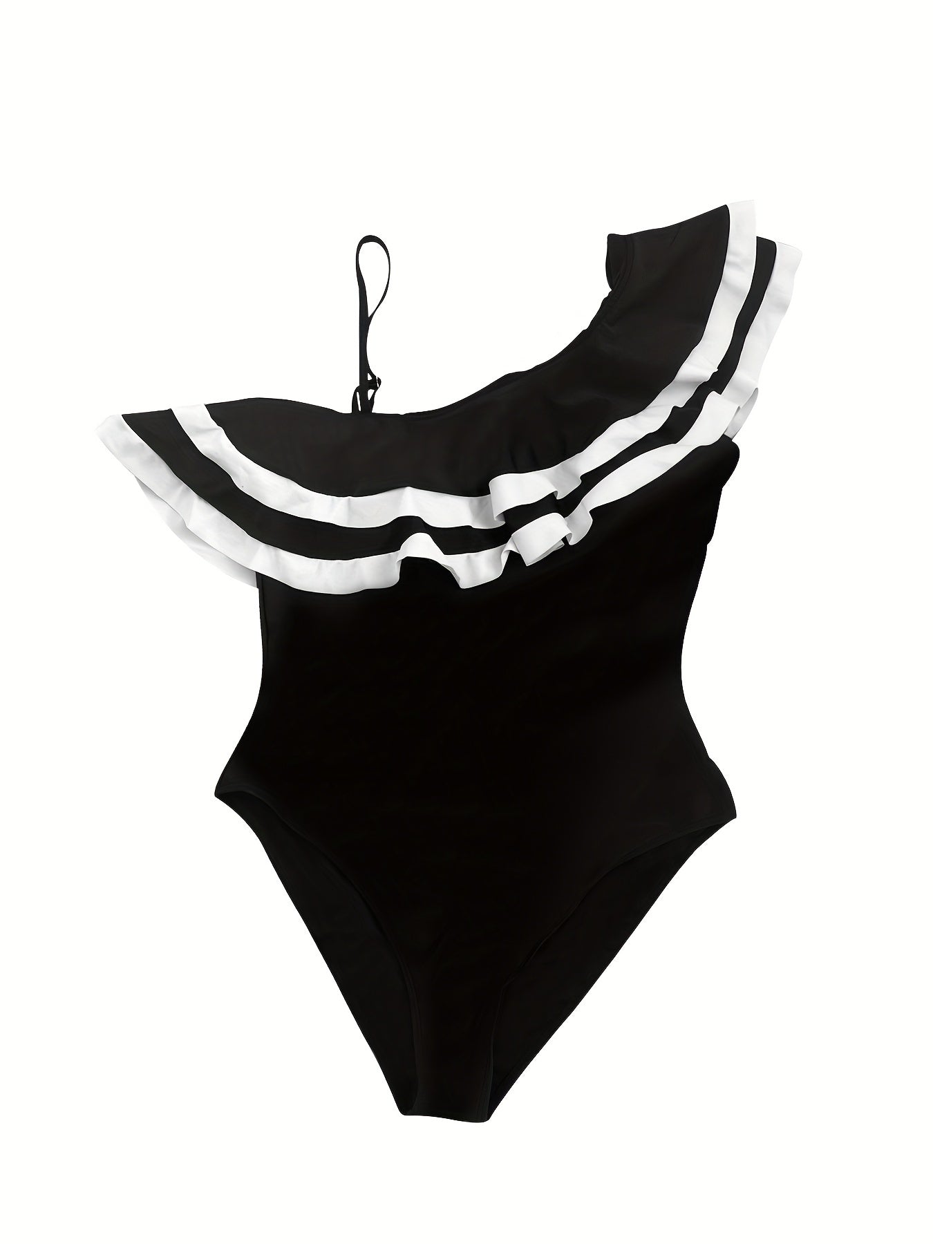 Sexy Swimsuit Women's Plus Contrast Trim Layered Ruffle