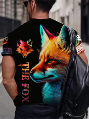 Fox 3D Digital Pattern Print Men's Graphic T shirt