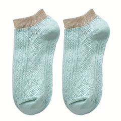 10 Pairs Ribbed Ankle Socks Comfy Breathable All-match Women's Stockings