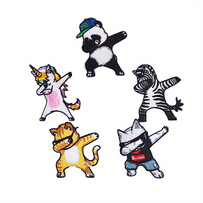 5pcs Superanimals Iron On Patches Sew On Embroidered Applique Repair Patch