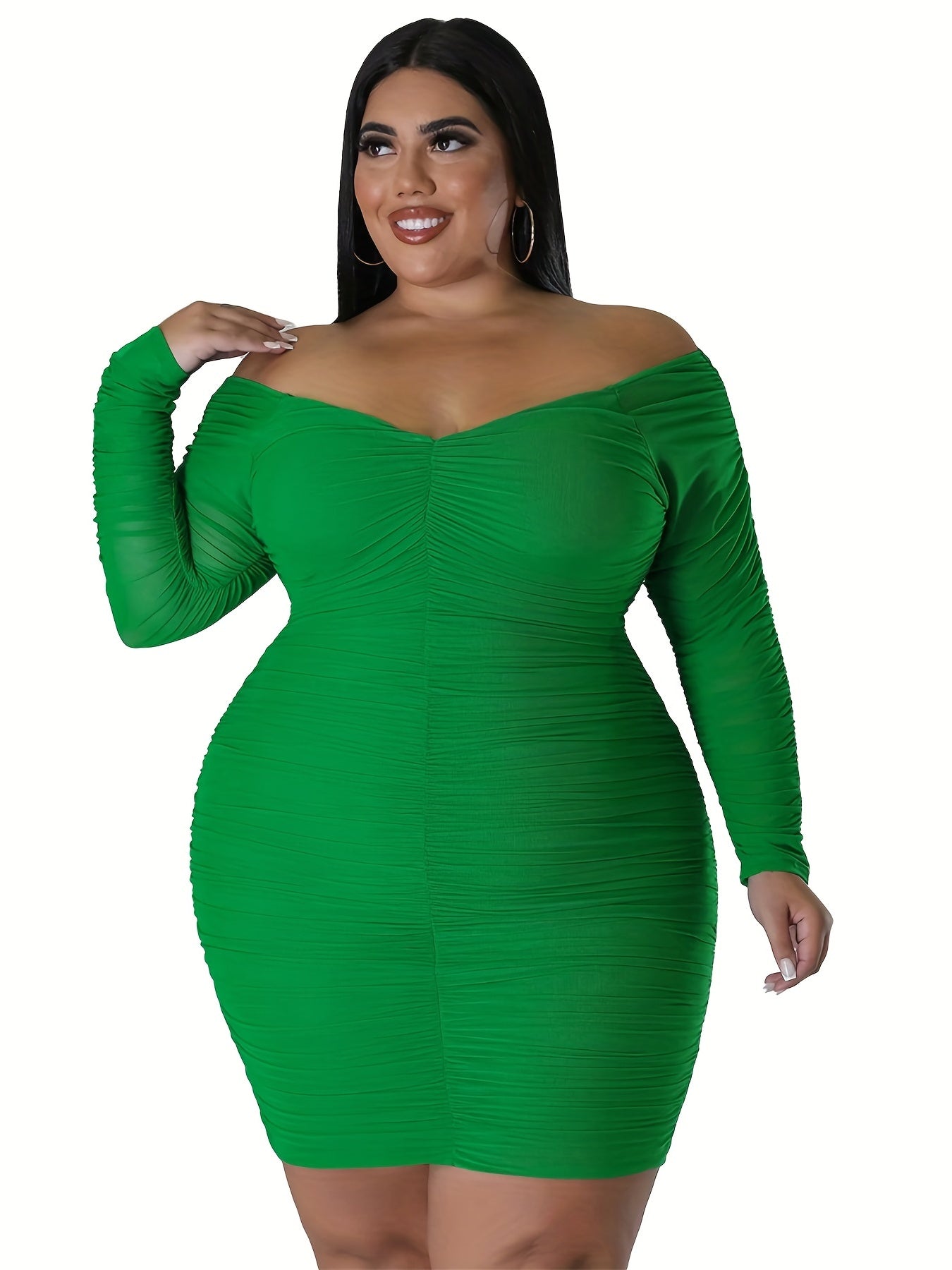  Sexy Bodycon Dress V Neck Mesh Sleeve High Rise