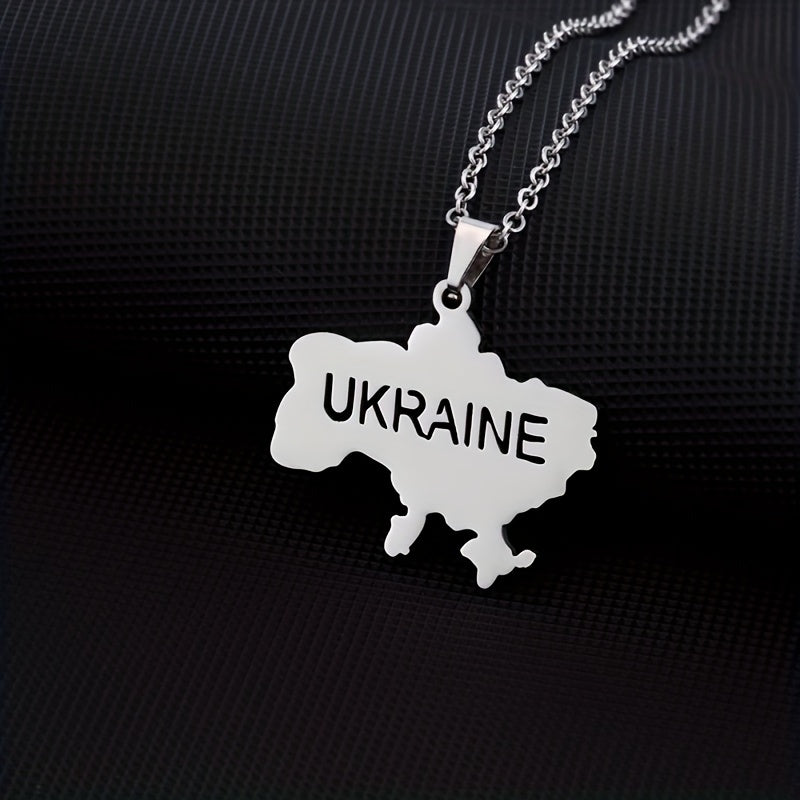 Ukraine Map Necklace Ethnic Hip Hop Jewelry Men Women Couples