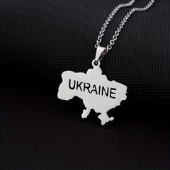 Ukraine Map Necklace Ethnic Hip Hop Jewelry Men Women Couples
