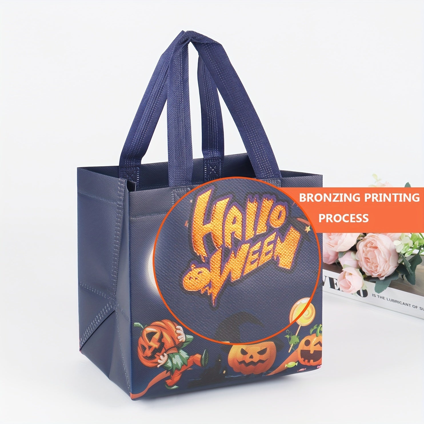 6pcs Halloween Treat Bags Small Tote Bags With Handles Bronzing Gift Bags