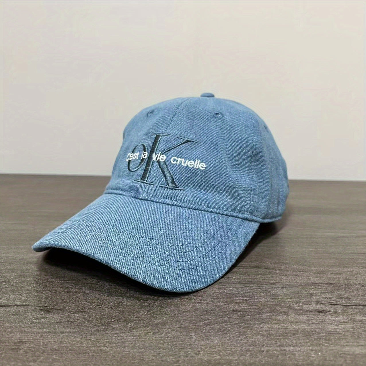 Adjustable Denim OK Embroidery Sunshade Peaked Cap