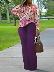  Random Print Long Sleeve Top & Pants Set