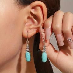 Turquoise Bohemian Hook Earrings Silver Plated Jewelry