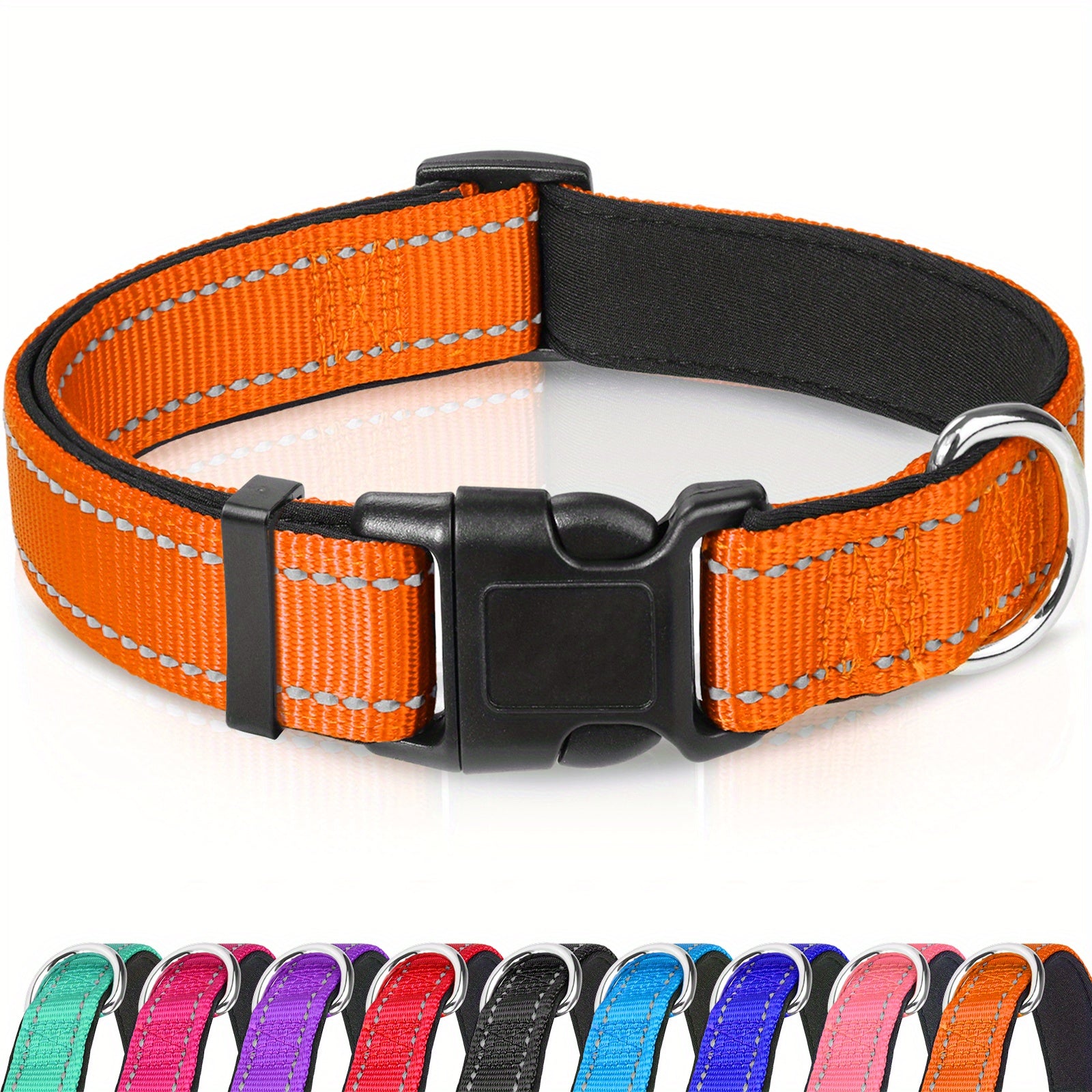 JOYTALE Reflective Dog Collar Neoprene Padded Nylon Pet Collar for Safety