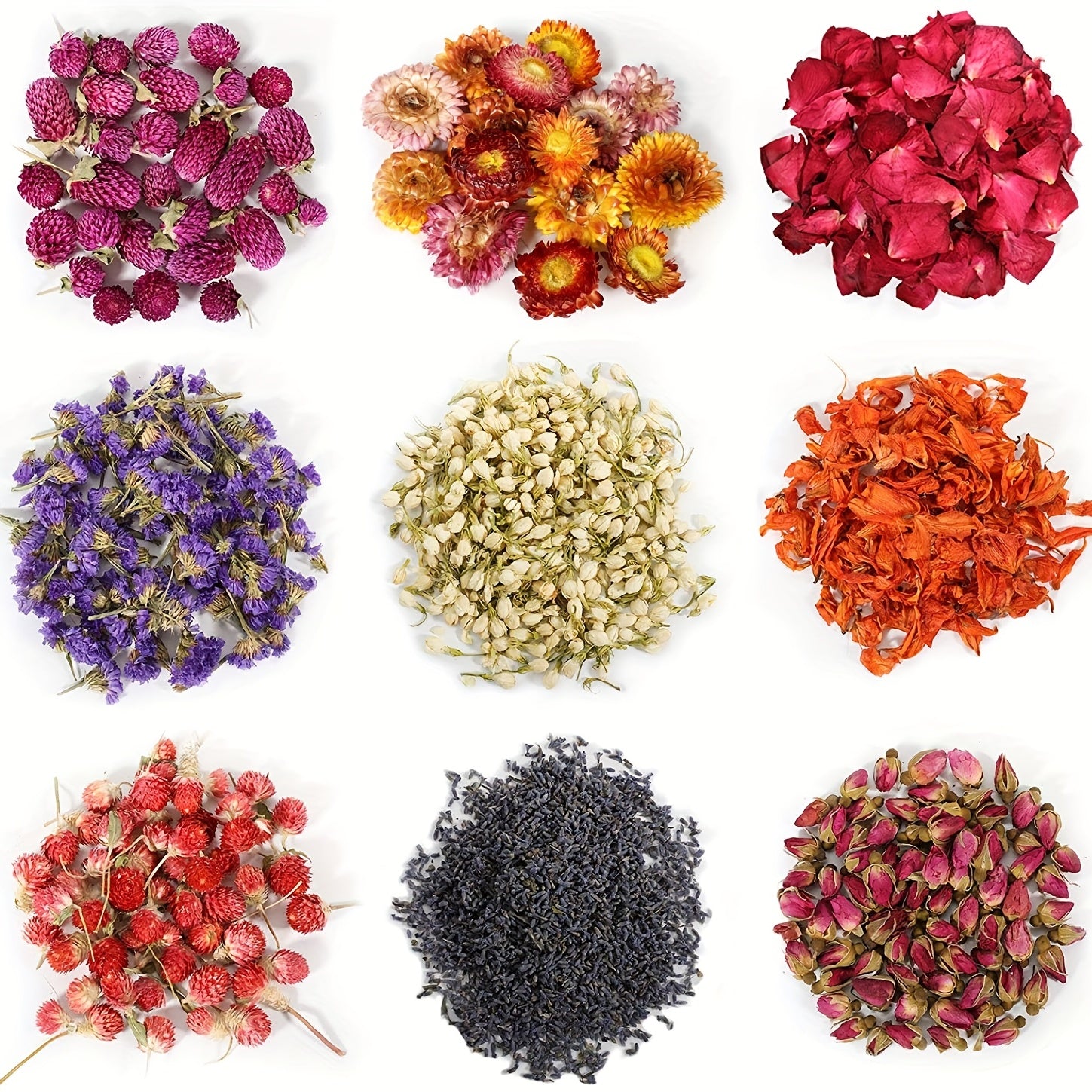 9 Bags Dried Flowers Natural DIY Candle Bath Kit Rose Petals Lavender