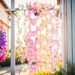 Artificial Cherry Rattan Decorative Flower Vine 70in 135pcs Flower