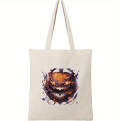 Halloween Pumpkin Pattern Canvas Bag Large Capacity