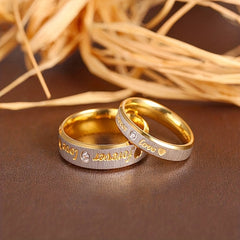 Forever LOVE Titanium Steel Couples Ring Stainless Steel Faux Diamond Ring