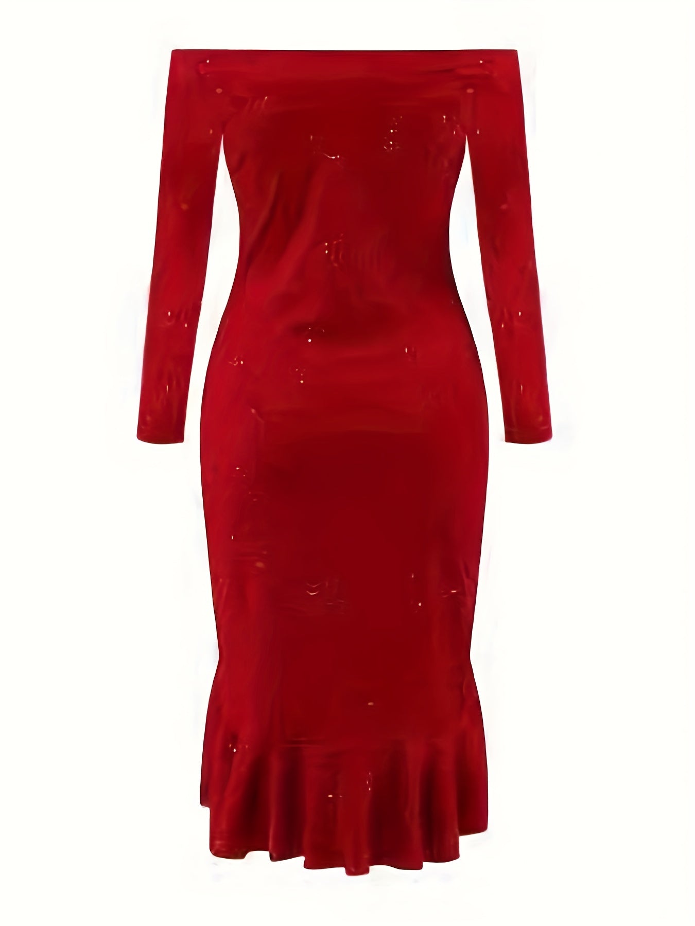  Solid Rhinestone Off Shoulder Bodycon Mermaid Dress