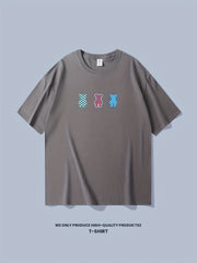 Cotton Bear Print Men's Graphic Crew Neck T shirt for Summer